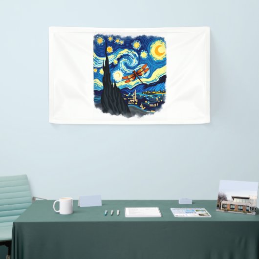 ドラゴンフライ芸術的シャツバンゴッホ星空の夜ドラ 横断幕 (トレードショー)