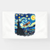 ドラゴンフライ芸術的シャツバンゴッホ星空の夜ドラ 横断幕 (横)