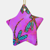 ドラゴンフライ電気ピンクのクリスマスオーナメント セラミックオーナメント (左)