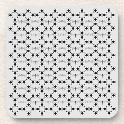 ドラゴンフライ – グレー懸命プラスチックのコースター – 6のセット コースター (正面)