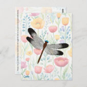 ドラゴンフライ&フラワーズハガキ ポストカード (正面/裏面)