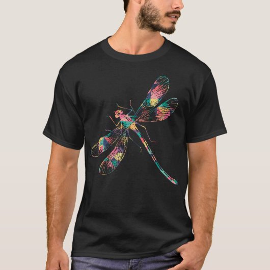 ドラゴンフライ 抽象的 カラー サマー スウォーム ニンフ ラバー Tシャツ (正面)