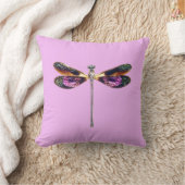 ドラゴンフライ – 銀、金ゴールド、紫と黒 クッション (ブランケット)