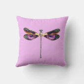 ドラゴンフライ – 銀、金ゴールド、紫と黒 クッション (裏面)