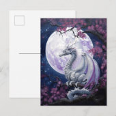 ドラゴンフルムーンパープルファンタジーアートハガキ ポストカード (正面/裏面)