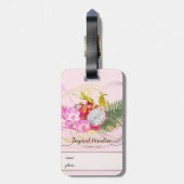 ドラゴンフルーツとピンクのラン熱帯書道 ラゲッジタグ (裏面縦)