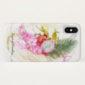 ドラゴンフルーツとピンクのラン熱帯書道 Case-Mate iPhoneケース (裏面(横))