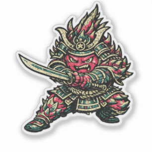 ドラゴンフルーツの決闘者 — 面白いエキゾチックな果物の侍 シール