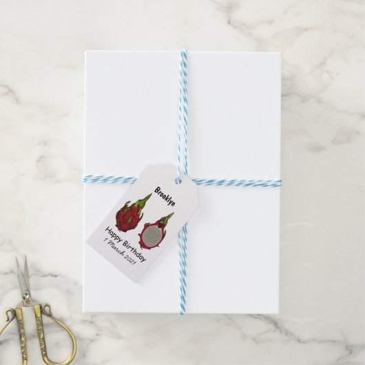 ドラゴンフルーツアニメイラストレーション ギフトタグ (より糸付き)