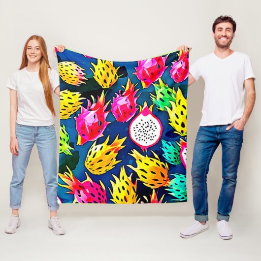 ドラゴンフルーツパターンアート フリースブランケット (インサイチュ)