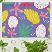 ドラゴンフルーツ熱帯開花紫キッチンタオル キッチンタオル (折り畳み)