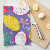 ドラゴンフルーツ熱帯開花紫キッチンタオル キッチンタオル (四つ折り)