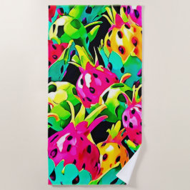 ドラゴンフルーツ鮮やかな模様 ビーチタオル