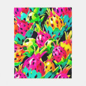 ドラゴンフルーツ鮮やかな模様 フリースブランケット (正面)