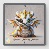 ドラゴンフレンドリーアート スクエア壁時計 (正面)