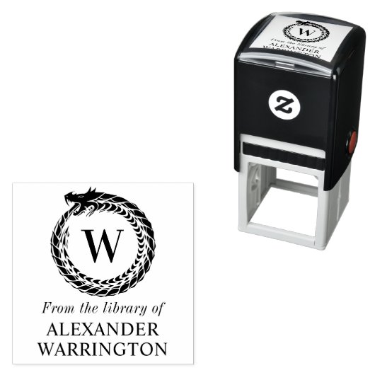 ドラゴンフレームライブラリブックネームイニシャルモノグラム セルフインキングスタンプ (インサイチュ)