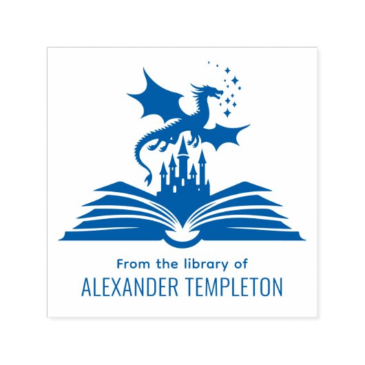 ドラゴンブックキャッスル「図書館から」名前SQ セルフインキングスタンプ (デザイン)