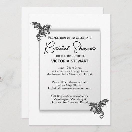 ドラゴンブライダルシャワー招待状 招待状 (正面/裏面)