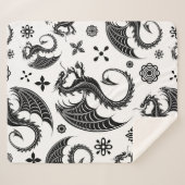 ドラゴンブラックシェイプタトゥースタイル シェルパブランケット (正面(横))