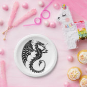 ドラゴンブラックシェイプタトゥースタイル ペーパープレート (パーティー)