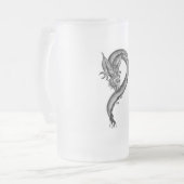 ドラゴンブラック&ホワイトデザイン フロストグラスビールジョッキ (正面左)