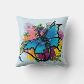ドラゴンブルーバタフライフラワー クッション (裏面)