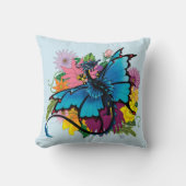 ドラゴンブルーバタフライフラワー クッション (正面)