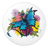 ドラゴンブルーバタフライフラワー セラミックノブ (正面)