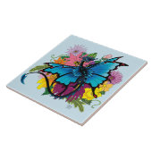 ドラゴンブルーバタフライフラワー タイル (側面)