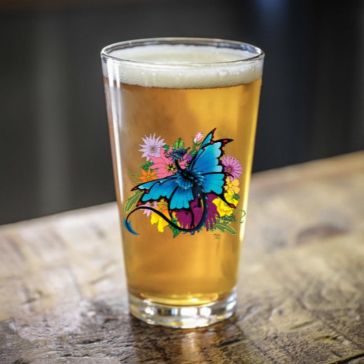 ドラゴンブルーバタフライフラワー タンブラーグラス