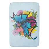 ドラゴンブルーバタフライフラワー バスマット (正面縦)