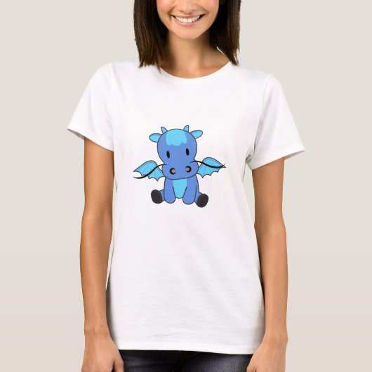 ドラゴンブルー童話ファンタジーかわいい Tシャツ (正面)