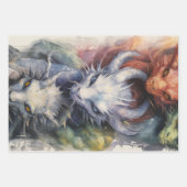 ドラゴンブルー赤 ラッピングペーパーシート (正面)