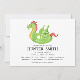 ドラゴンプールフロート誕生日プールパーティー 招待状