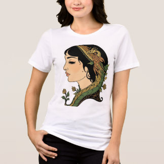 ドラゴンヘアレディ - ペルシア幻想の女性アート トライブレンドＴシャツ