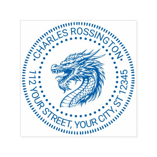 ドラゴンヘッドスケッチ名差出人住所 セルフインキングスタンプ (デザイン)