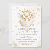 ドラゴンベイビーシャワー かわいい ボヘミアンワークス ウォーターカラー 招待状 (正面)