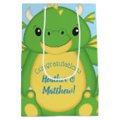 ドラゴンベビーシャワーブルー ミディアムペーパーバッグ (裏面)