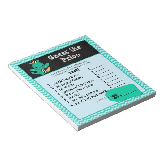 ドラゴンベビーシャワー価格を推測する右ゲーム40pg ノートパッド (アングル)