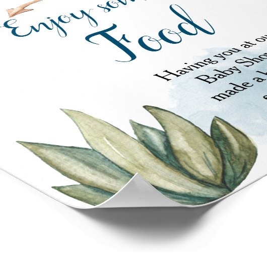 ドラゴンベビーシャワー楽しむ食べ物ポスターのサイン ポスター (角)