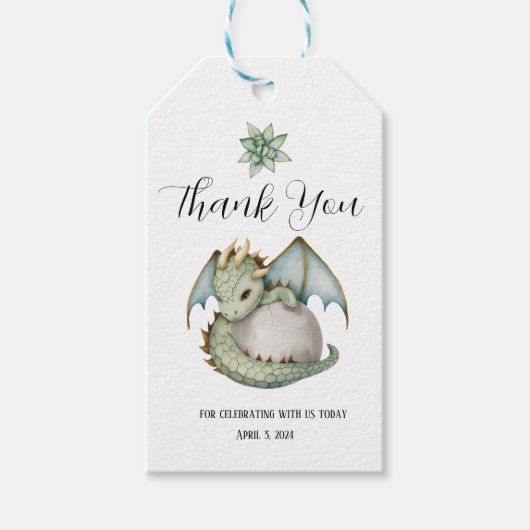 ドラゴンベビーシャワー ギフトタグ (正面)