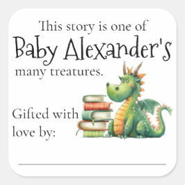 ドラゴンホアードブックスベビー蔵書票 スクエアシール