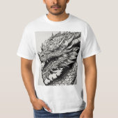 ドラゴンホワイトメンズTシャツ Tシャツ (正面)