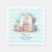 ドラゴンボーイベビーシャワー付きの小さな家 スタンダードカクテルナプキン (正面)