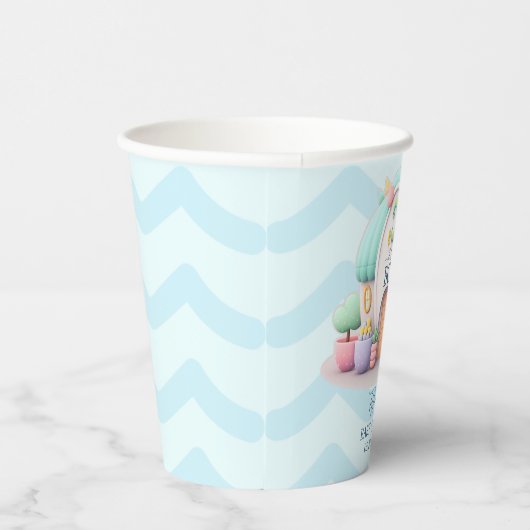 ドラゴンボーイベビーシャワー付きの小さな家 紙コップ (右)