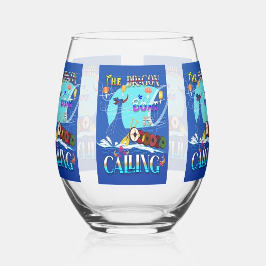 ドラゴンボートが呼んでいる ステムなしワイングラス (左)