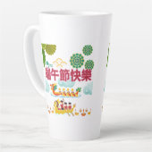 ドラゴンボートの調和 ホワイト カフェラテマグ (左アングル)