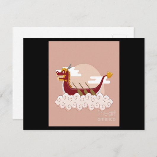 ドラゴンボート中国のフェスティバルスポーツマンガクラウド ポストカード (正面/裏面)