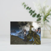 ドラゴンマウンテンランドスケープのある戦士の女性 ポストカード (スタンド正面)
