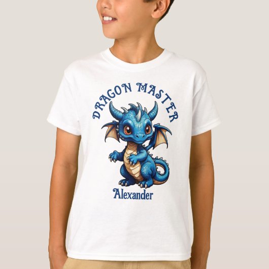 ドラゴンマスターかわいいブルードラゴンTシャツをパーソナライズ Tシャツ (正面)